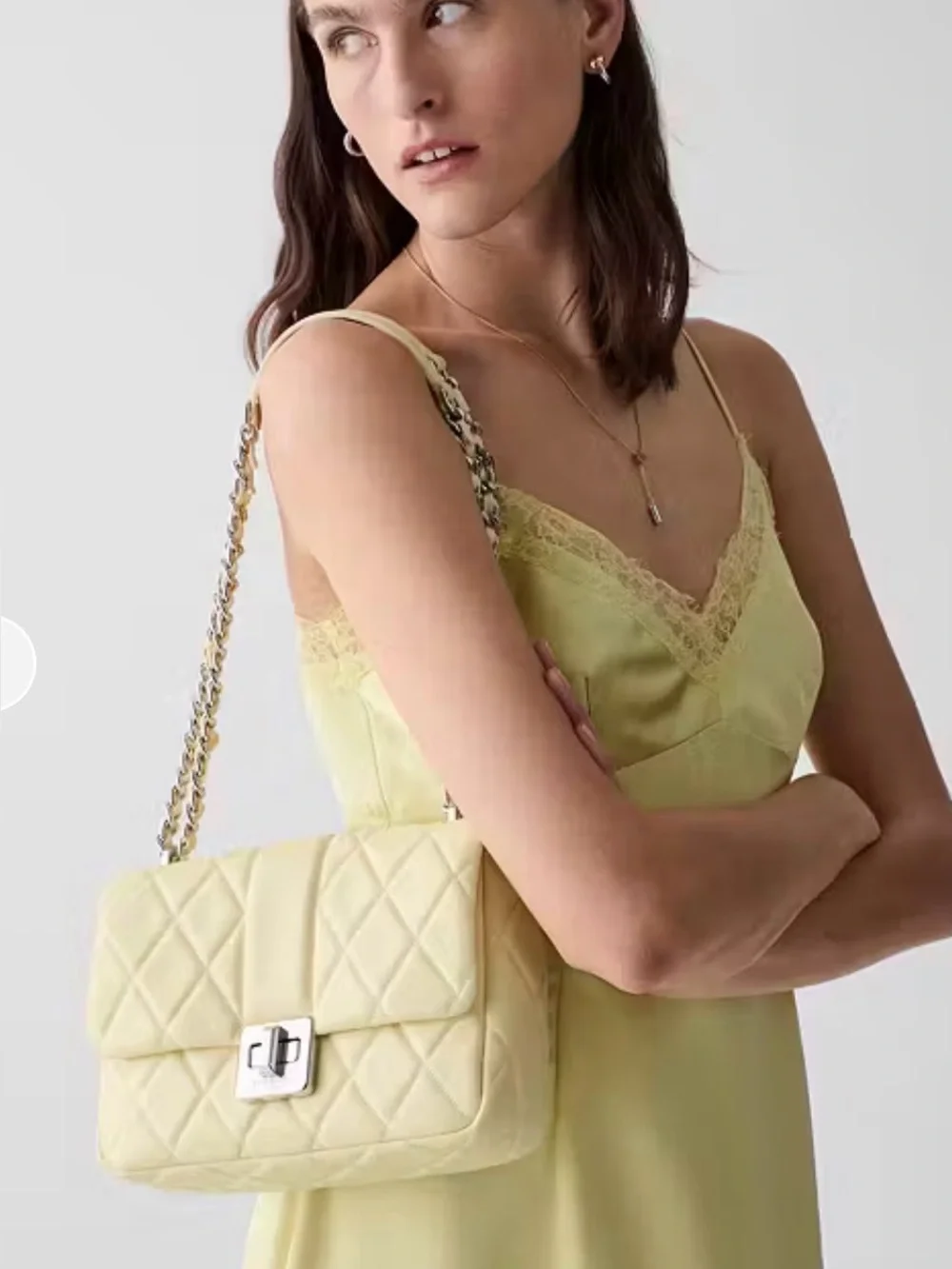 Kate Spade Carey Quilted Small Flap Crossbody Bag Lemon Fondant Yellow